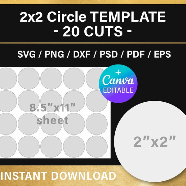 2 inches circle BLANK template, round sticker template,  2" multipurpose labels, DIY decorations, planner, png, Canva, instant download