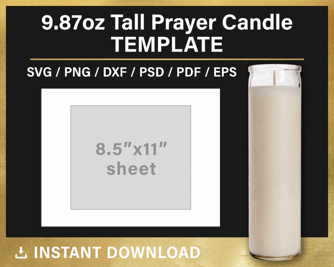 Tall Prayer Candle Template Saint Candle BLANK Template for Etsy