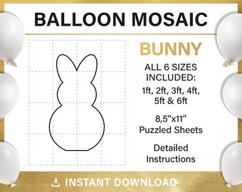 Peeps mosaic frame balloon template, Easter bunny, mosaic from balloons, rabbit, easter decor, tall, DIY, pdf, instant download