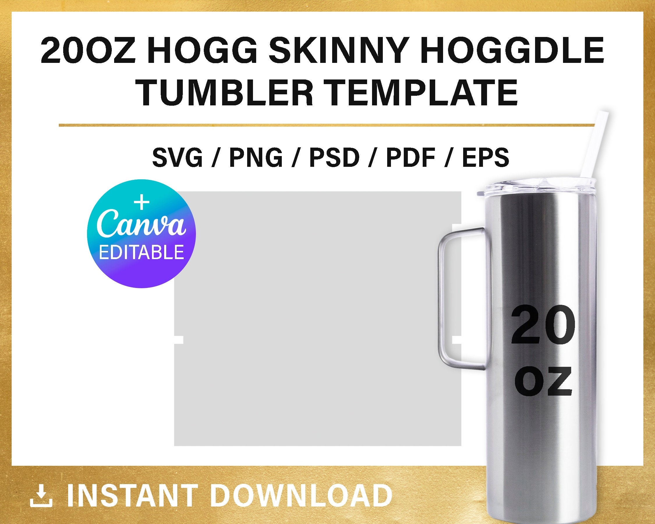 30oz Skinny Hoggdle With Handle Tumbler Template Sublimation for Use  Silhouette and Cricut 