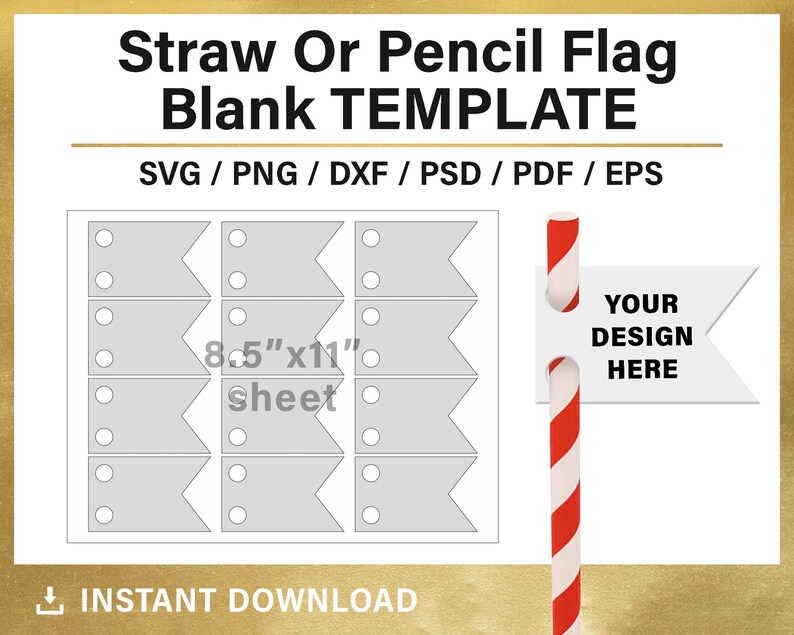 Straw Tag BLANK Template Flag Straw Tag SVG Dovetail DIY | Etsy