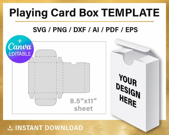Playing Card Box Template DIY Trading Card Box BLANK - Etsy