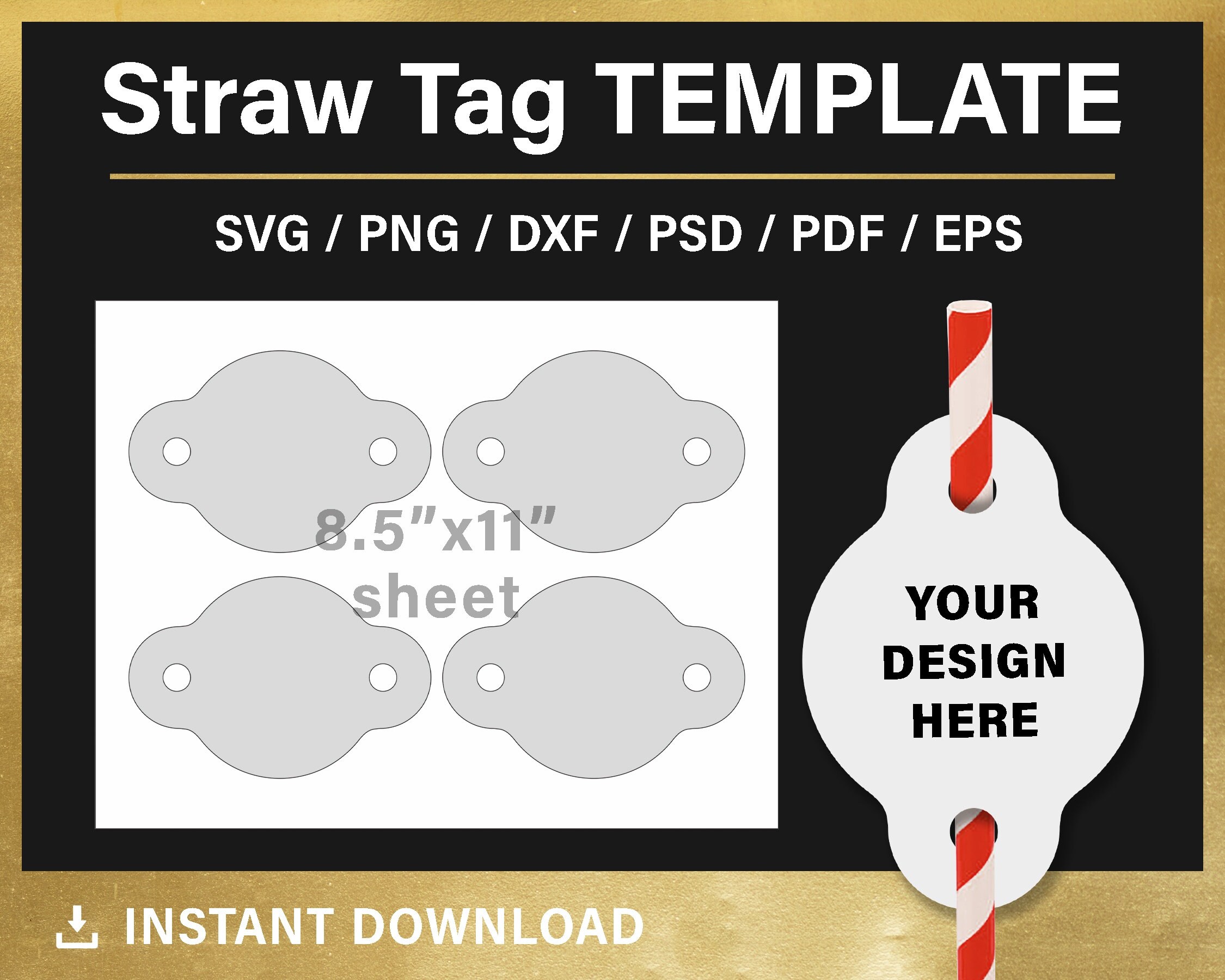 Straw Tag BLANK Template Straw Tag SVG Png Psd Cricut | Etsy Singapore
