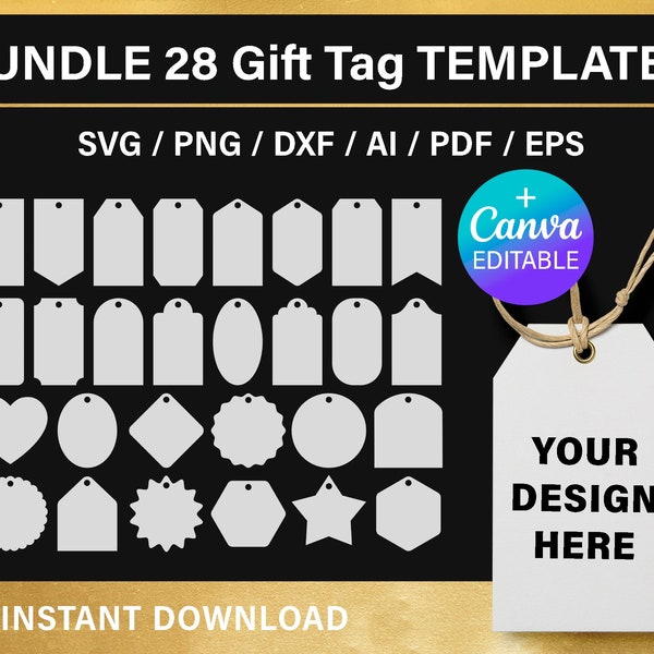 Gift tags blank template, svg, BUNDLE, price tags, DIY, party favor gift tags, cut file, Canva, Cricut, Silhouette, instant download