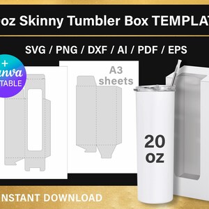 20oz Skinny Tumbler Window Box Template, DIY, gift box template, png, Canva, svg, Cricut, printable, instant download