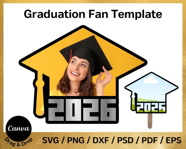 Graduation 2026 Paddle Fan Template, Bundle, Grad Hand Fan, Senior 2026 ...