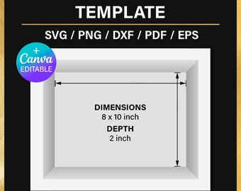 Shadow Box Template, Rectangle, light box frame, 3D, svg, 8x10 inches, Cricut, Silhouette, Instant Download