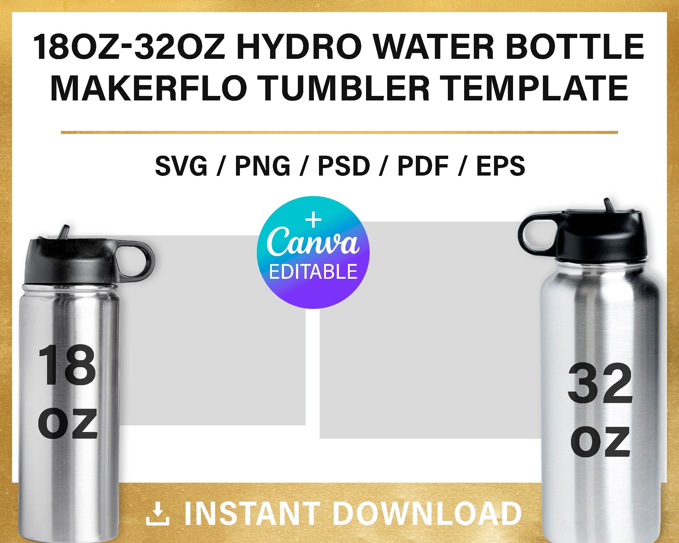 Makerflo 32 oz Hydro Water Bottle tumbler template Full wrap
