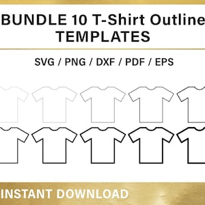 T-shirt outline svg, BUNDLE, 10 tshirt outlines, tSVG, Cricut, Silhouette, templates for design, instant download