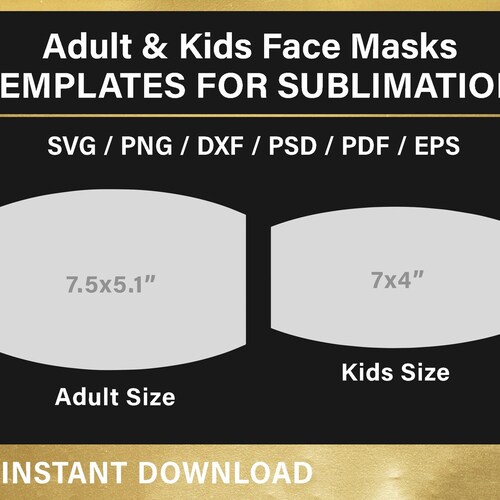 Buy Face MASK Template SVG Blank for Sublimation Kids Adult Psd Online