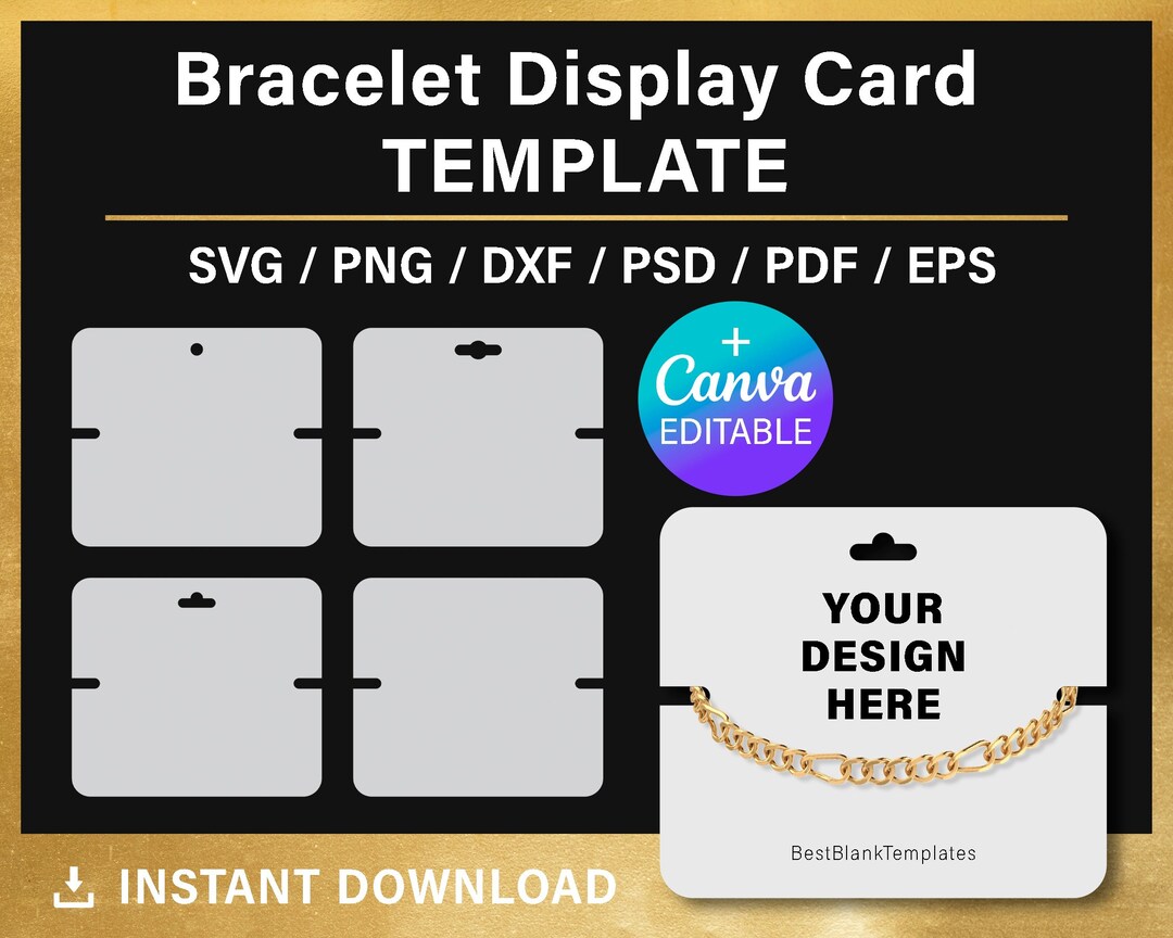 Bracelet Display Card BLANK Template Etsy Bracelet Display Card BLANK Template Etsy