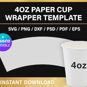 4 Unzen Pappbecher BLANK-Vorlage, Styropor-Kaffeetasse-Vorlage, Canva, Cricut, Slhouette, DIY, sofort-Download