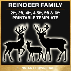 Reindeer Family Scene Lawn Decor Template, Christmas Outdoor Silhouette Template, DIY, holiday stencils, pdf, 4ft, 5ft, instant download
