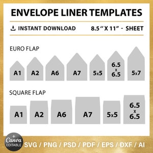 13 Modello vuoto per fodera per busta, BUNDLE, personalizzato, fodera per busta con foto, svg, png, file di taglio, Cricut, Canva, stampabile, download immediato