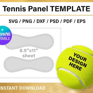 Tennis Ball Wrap Template: DIY Blank Panel (SVG, Cricut, PNG) - 2.575-2.7&quot; Diameter