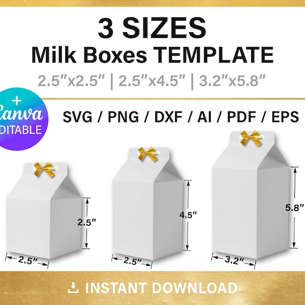 DIY Milk Box Blank Template BUNDLE, Plotterdatei, Milchpackung Vorlage, Canva, svg, Cricut, printable, sofort-Download