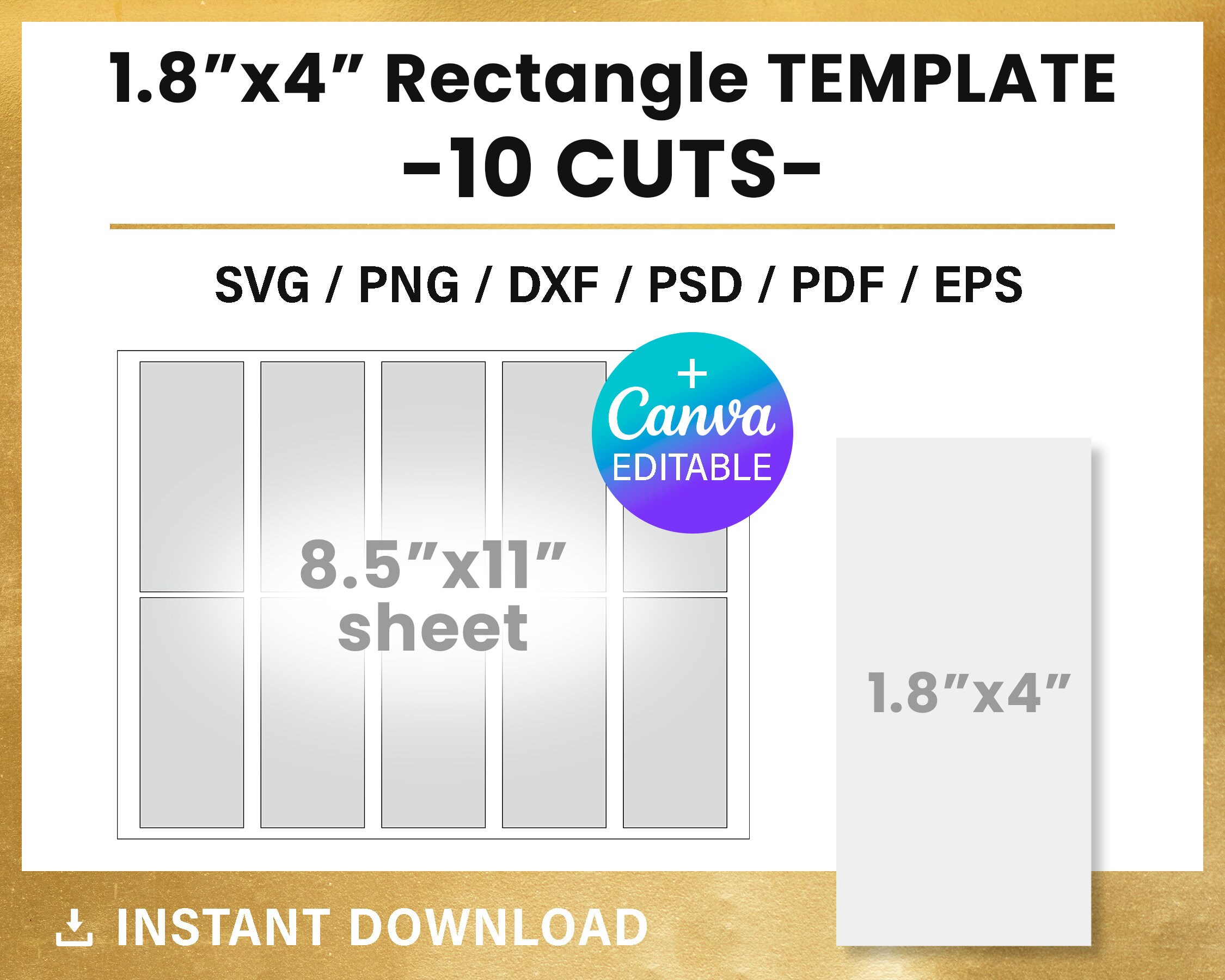 1.8x4 Inches Rectangle, BLANK Template, Sticker Template, Multipurpose ...