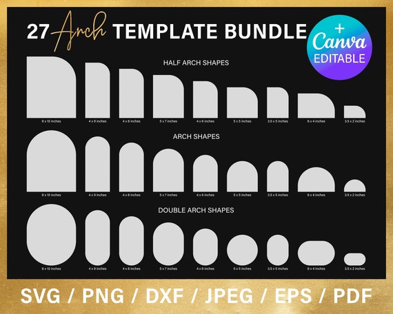 Arch SVG template, BIG BUNDLE, half | full | double arch, wedding invitation template, arch shape, svg, png, Laser cutting, instant download