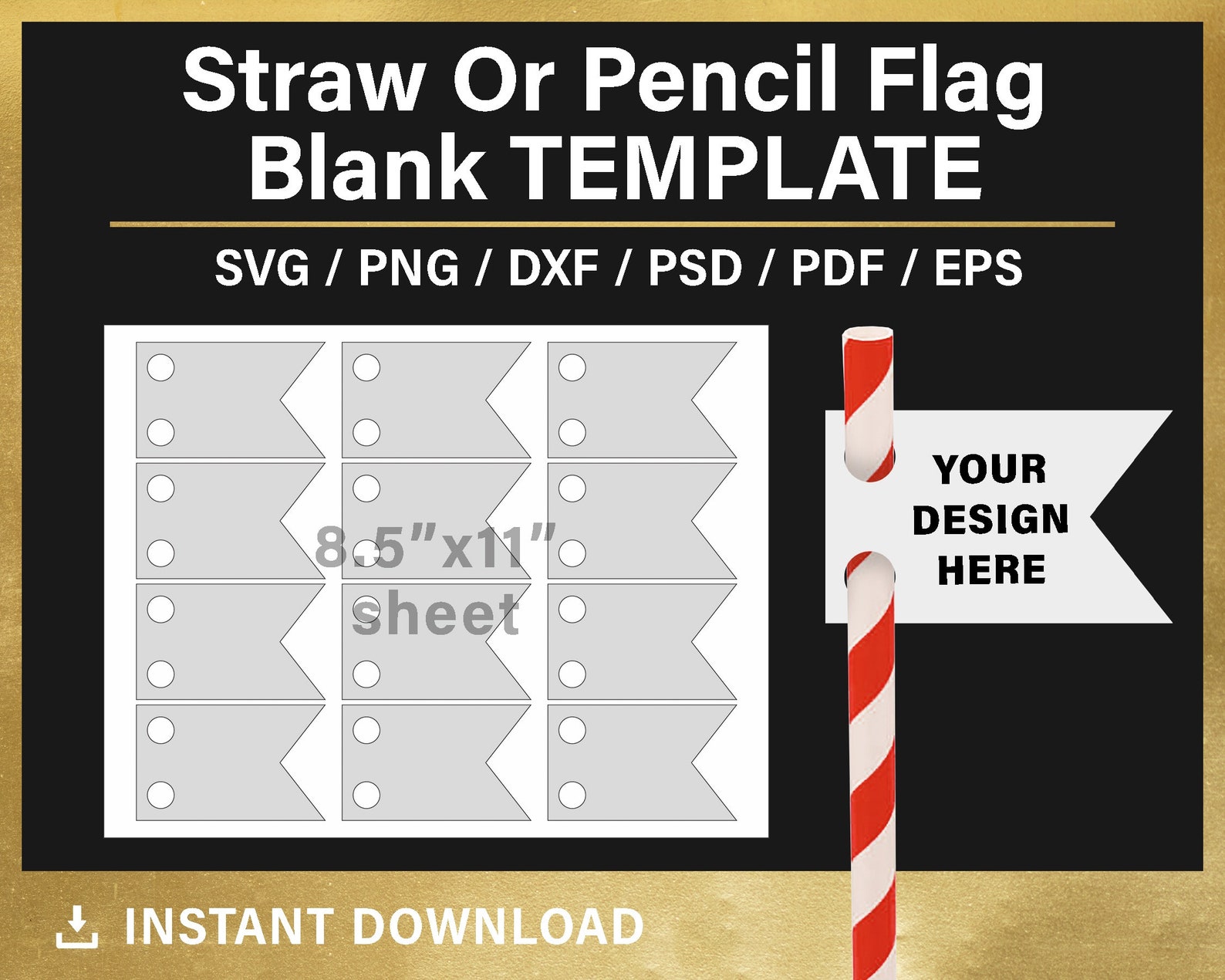 Straw Tag BLANK Template Flag Straw Tag SVG Dovetail DIY | Etsy
