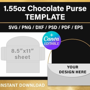 1.55オンスのチョコレートバー型押し財布（BLANKテンプレート）、DIYパーティーの記念品、キャンディーバー型押しテンプレート、SVG、PNG、SVG、Canva、Cricut、即時ダウンロード