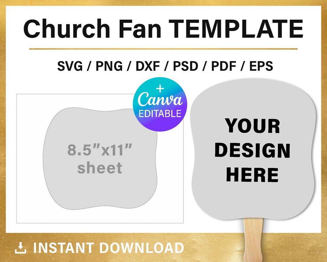 Paddle Fan, BLANK Template, Church, Wedding Paddle Fan, Printable, Svg, Png, Psd, Canva, Cricut, Instant Download - Etsy