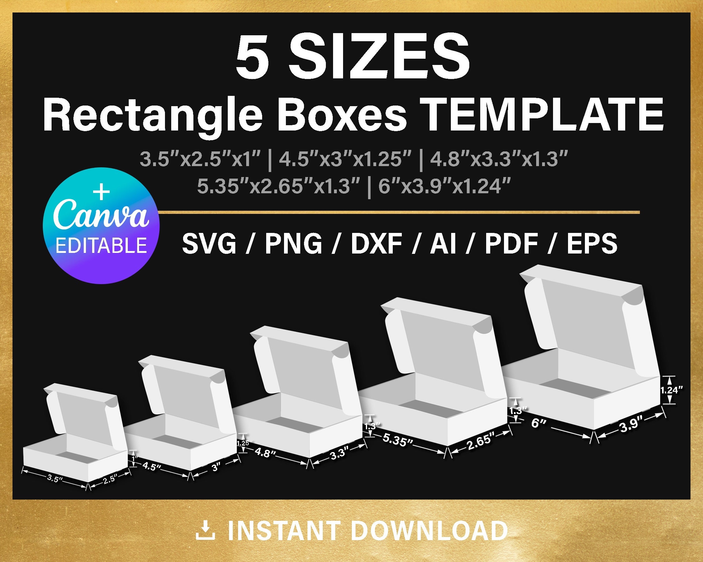 BUNDLE, Rectangle Box Blank Template, DIY, Shipping Box, Classic Box ...