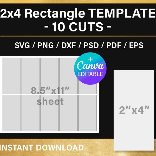 2x4 inches rectangle, BLANK template, sticker template, multipurpose labels, DIY, planner, Canva, Cricut, png, svg, psd, instant download