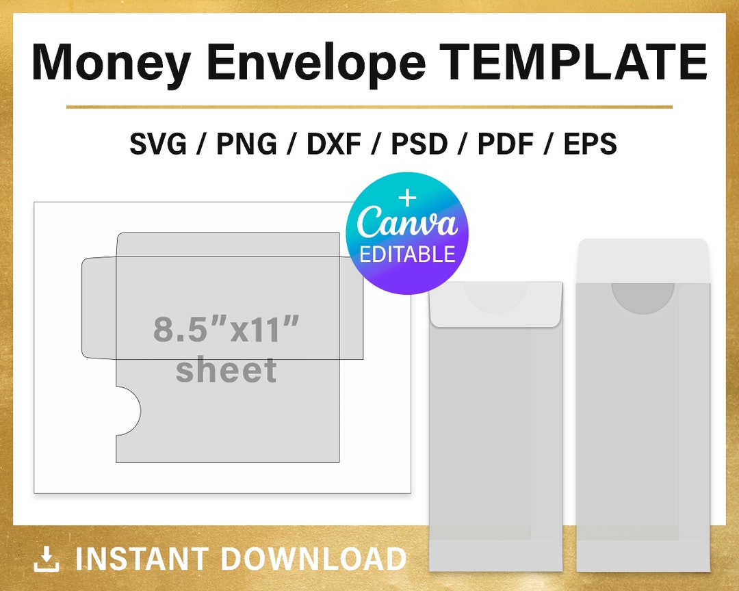 Money Envelope Template, Money Holder, Blank Template, Svg, Pdf, Cut