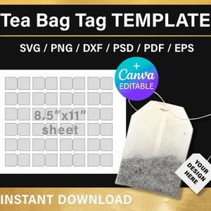 Tea Bag Tag, Blank Template, Tea Bag Label Template, DIY, Craft, Svg ...