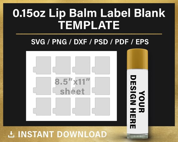 Lip Balm BLANK Label Template 0.15 Oz Lip Balm Stickers - Etsy