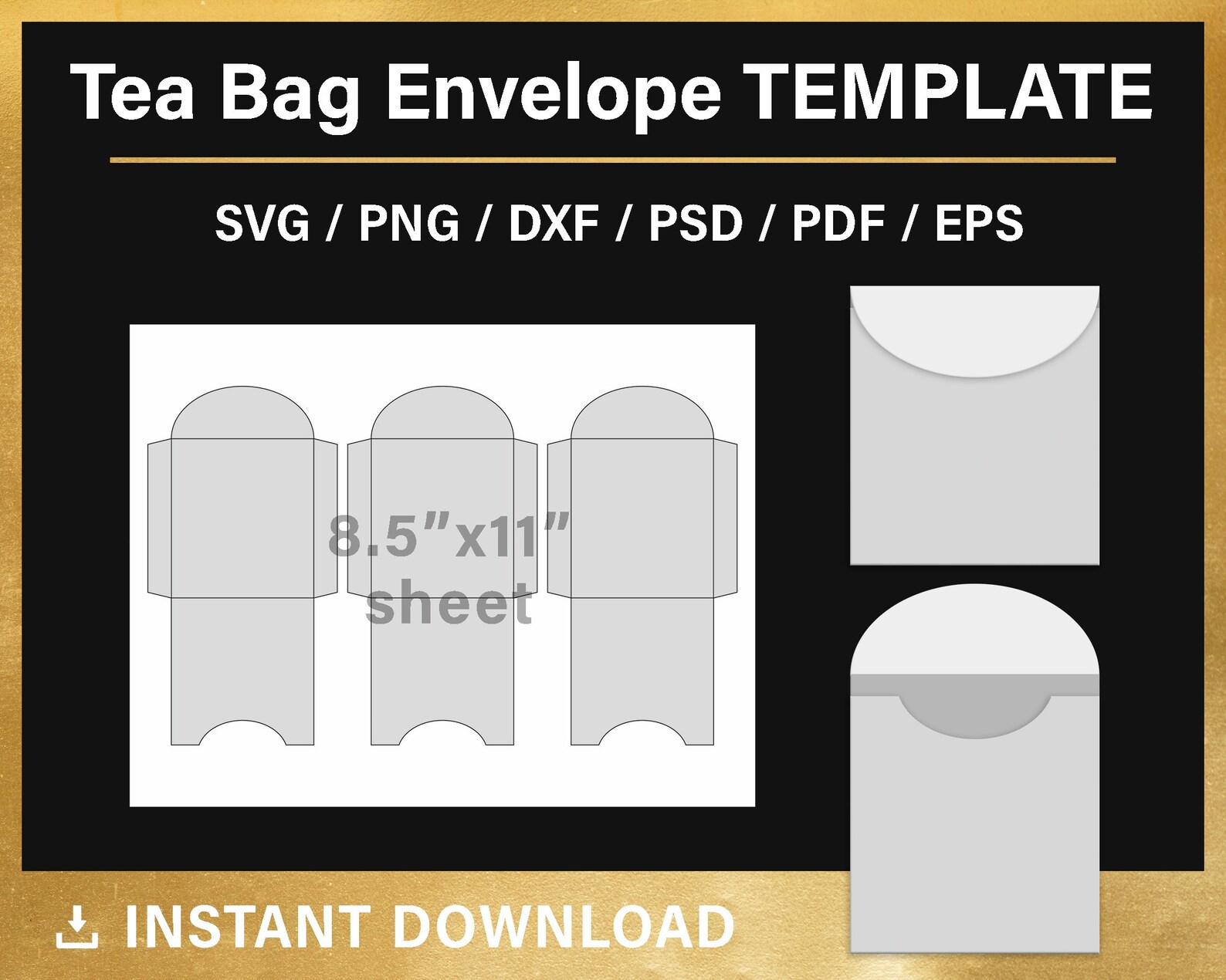 Tea Bag Envelope Template Blank Seed Packet Template SVG Etsy