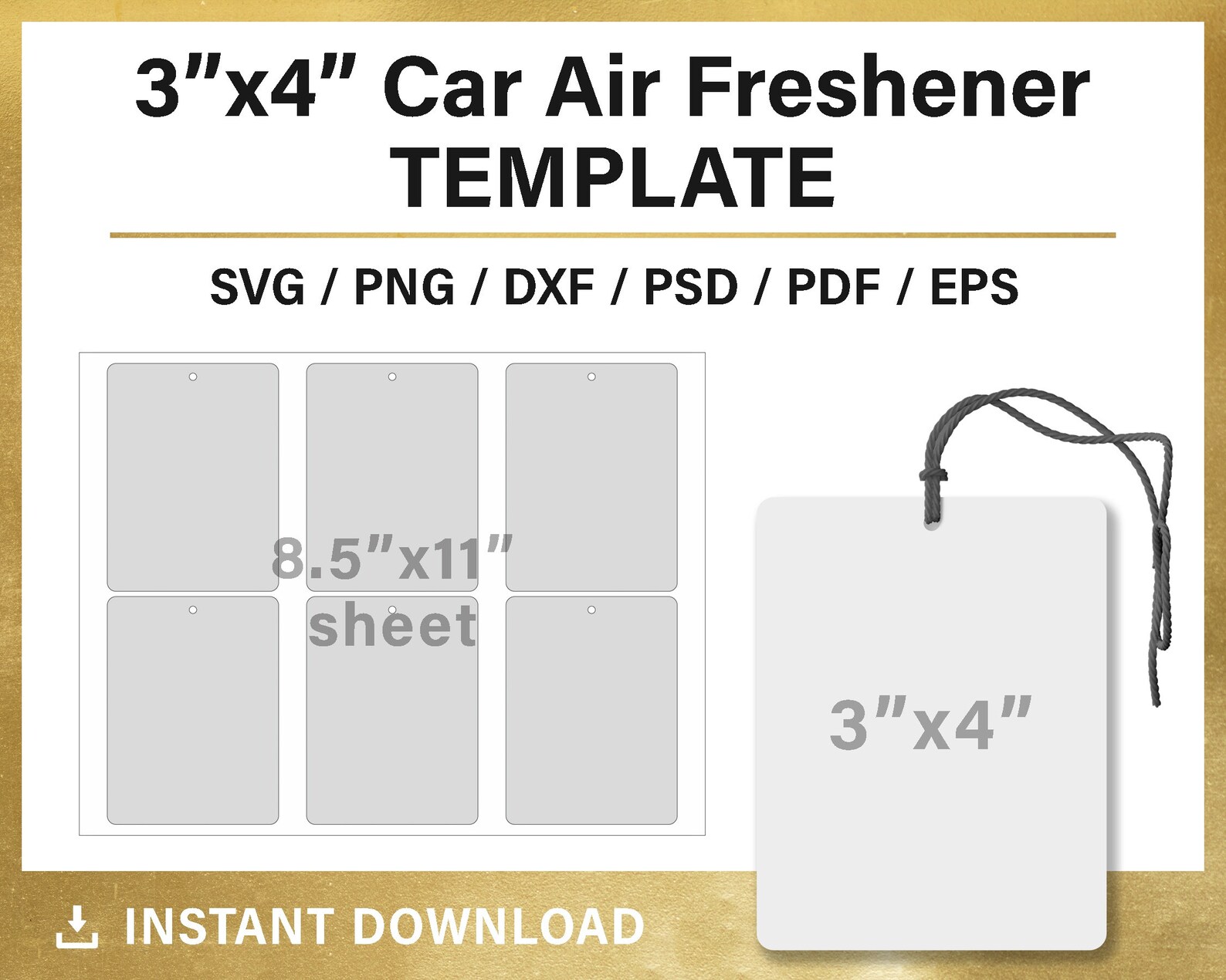 Car Air Freshener BLANK Template for Sublimation Etsy