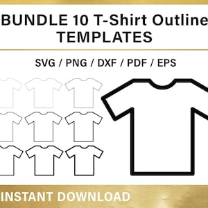 T-shirt outline svg, BUNDLE, 10 tshirt outlines in different strokes | different size lines SVG, Cricut, Silhouette, templates for design