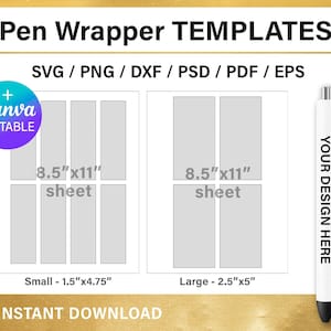 DIY Pen Wrap BLANK sublimation template, Canva, Cricut, svg, png, instant download
