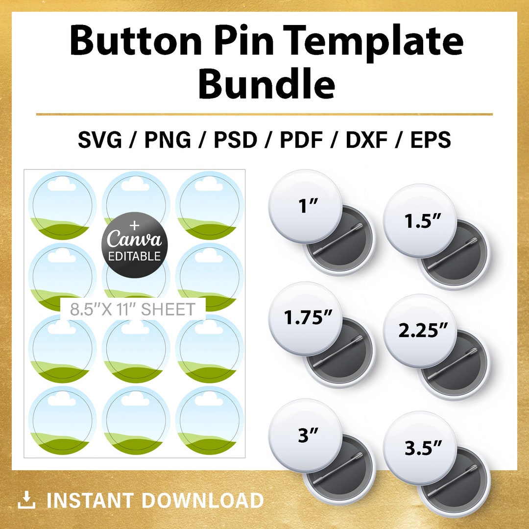 Button Pin Template BUNDLE for Sublimation DIY Button Pin Svg Blank Button Pin Template BUNDLE for Sublimation DIY Button Pin Svg Blank