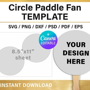 Circle Paddle Fan BLANK Template Template Wedding Paddle - Etsy