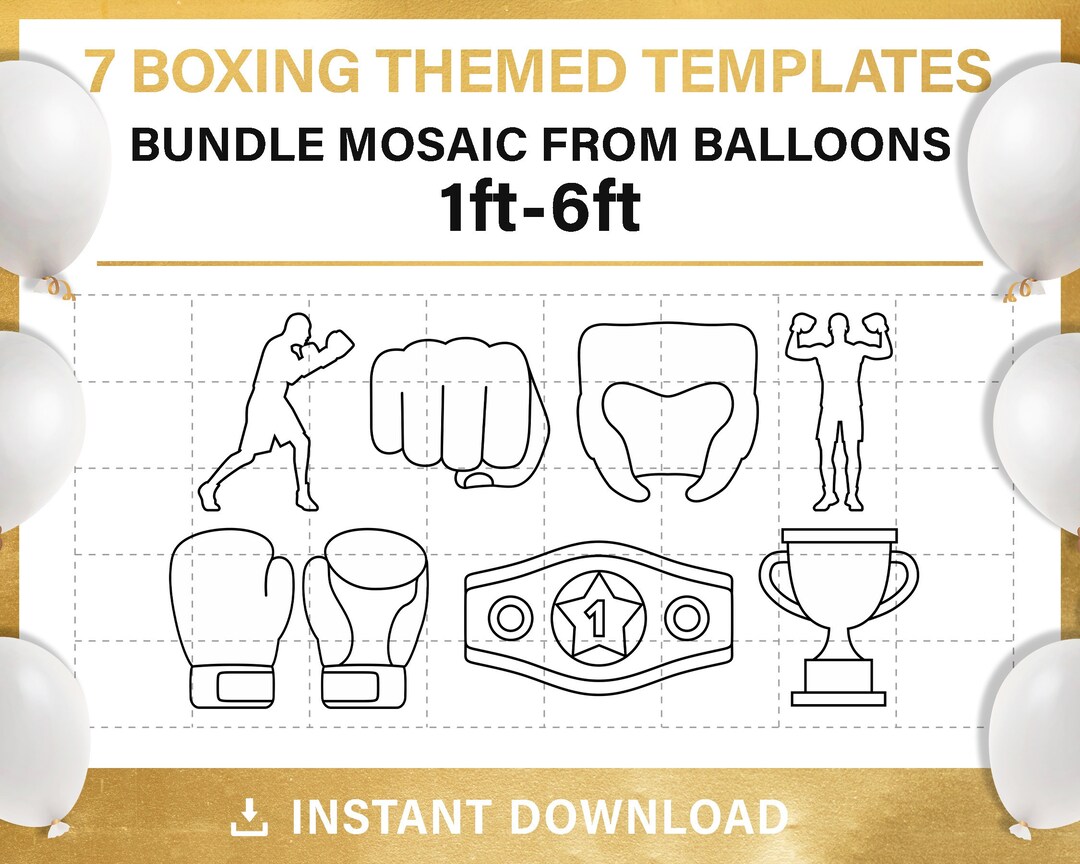 Boxing Mosaic Balloons Template BUNDLE Boxing Theme Party Etsy