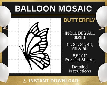 Butterfly, DIY, prop template, mosaic frame balloon template, butterfly backdrop design, giant stencils, cut and trace, instant download