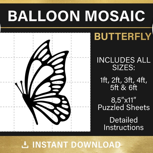 Butterfly, DIY, prop template, mosaic frame balloon template, butterfly backdrop design, giant stencils, cut and trace, instant download