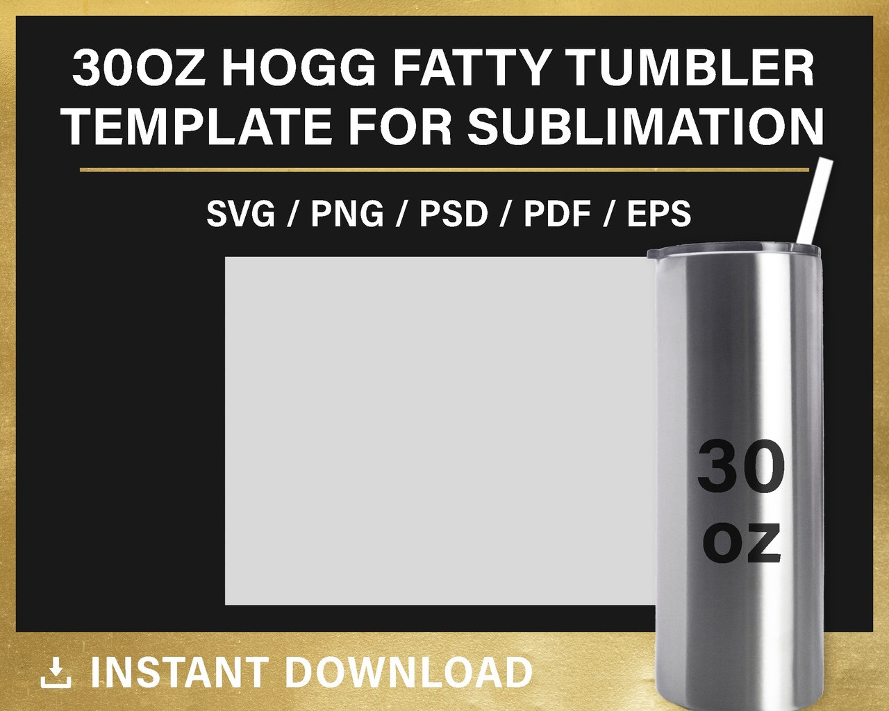 30oz Fatty Tumbler Template for Sublimation Hogg Full Wrap Etsy
