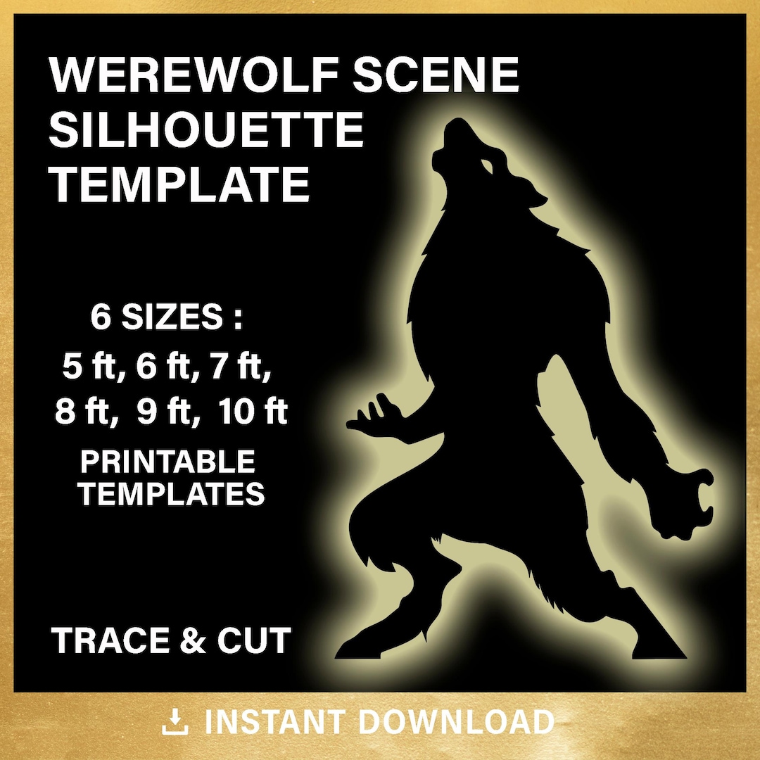 Werewolf Scene Lawn Decor, DIY, Halloween Outdoor Silhouette Template