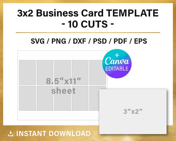 Business Card Template 3 X2 Inches BLANK Label Template - Etsy
