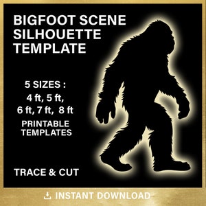 Scène d'Halloween, décoration de pelouse, modèle de silhouette d'extérieur, sasquatch, yéti, bricolage, taille réelle, pdf, tracé et découpe, téléchargement immédiat