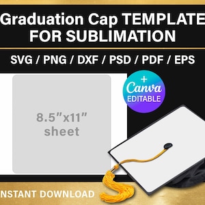 Graduation cap, BLANK template for sublimation, svg, png, Canva, psd, instant download