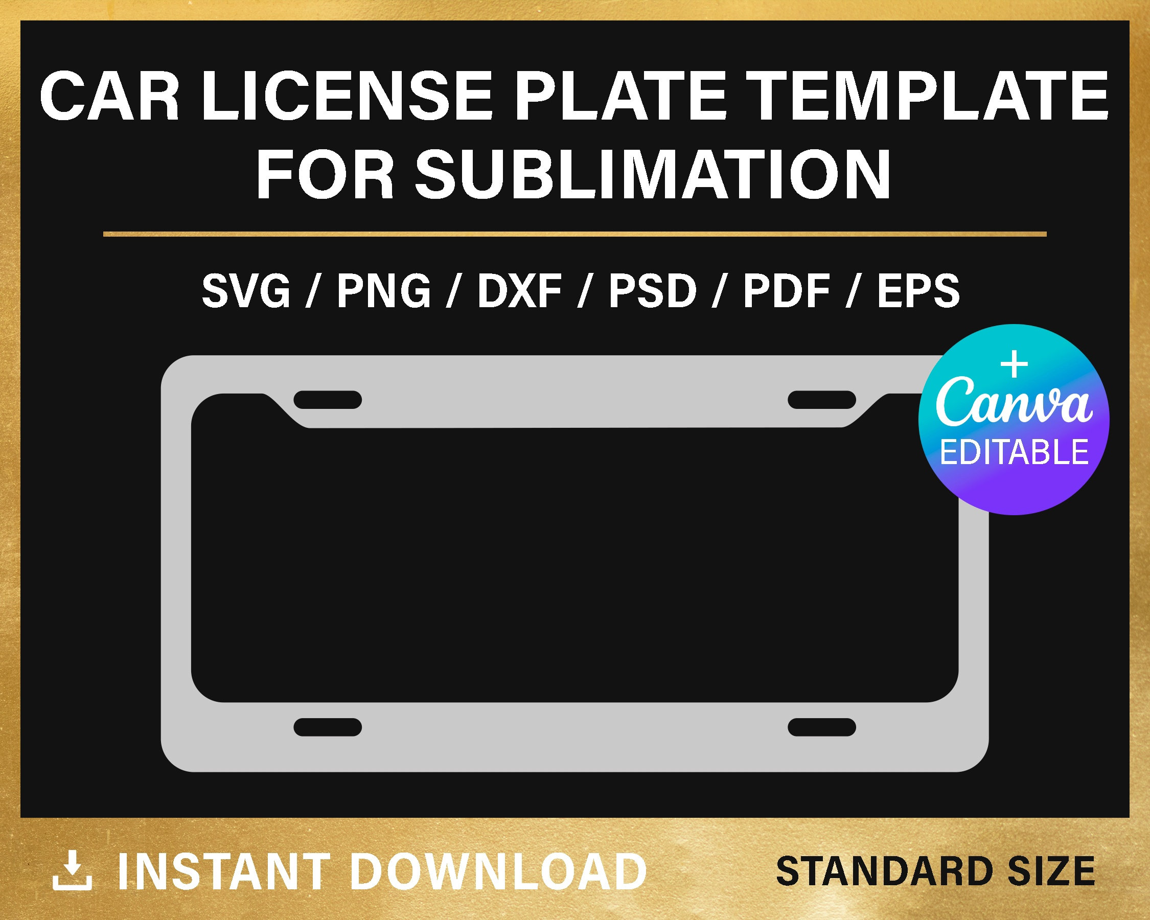 Car License Plate Frame Template BLANK Template for Etsy Car License Plate Frame Template BLANK Template for Etsy
