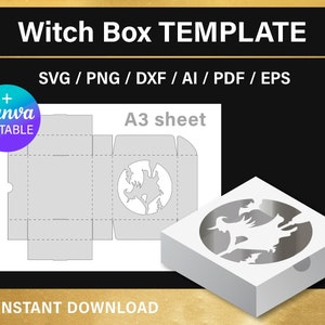 DIY Halloween Treat Box Template: Witch Candy Box, Cricut SVG (Instant Download, 4.5&quot;x4.5&quot;x1.4&quot;)