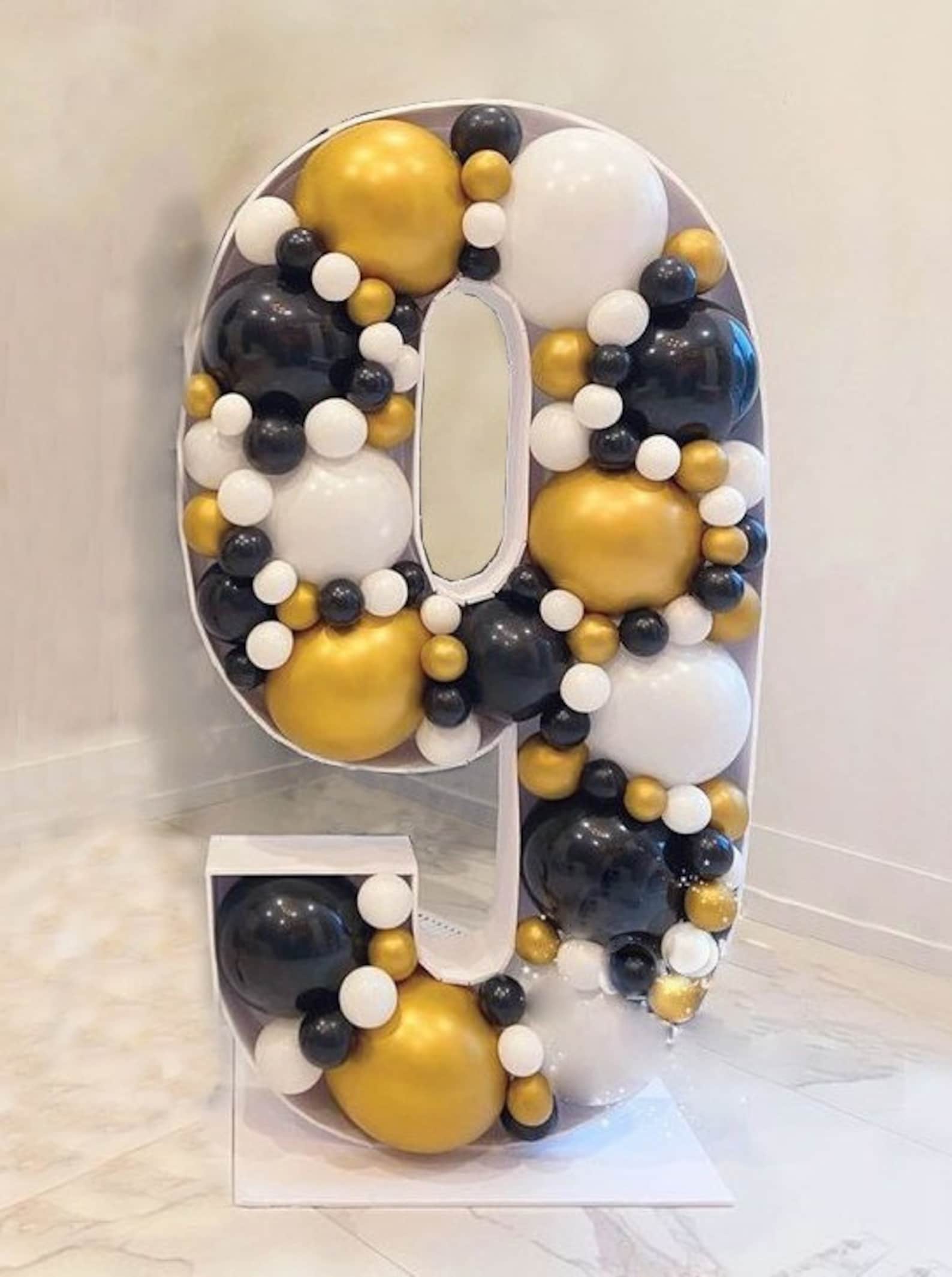 Number 9 Mosaic From Balloons Tall Nine Number Template Etsy