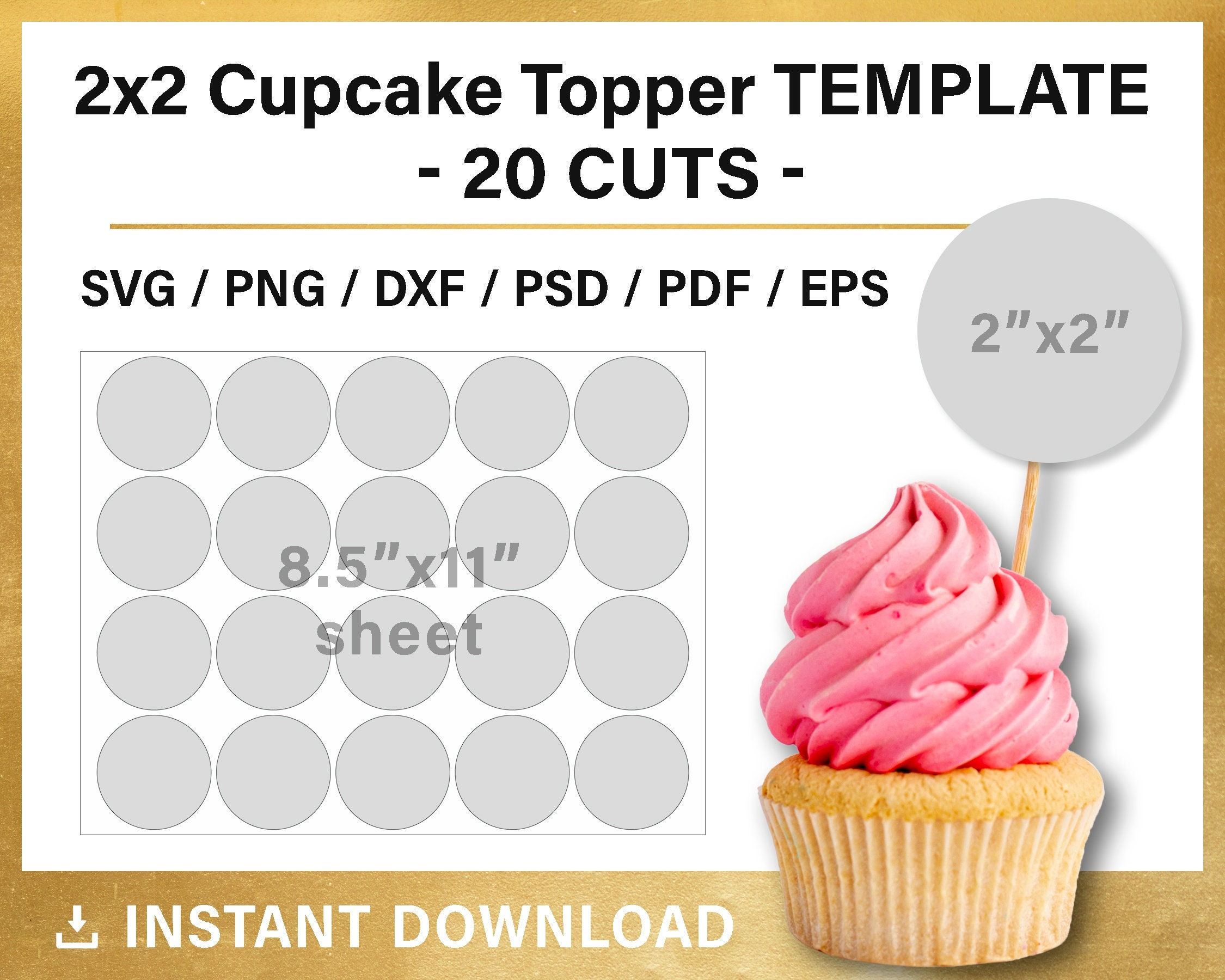 Blank Cupcake Toppers Template 2 Inches Circle Layered - Etsy