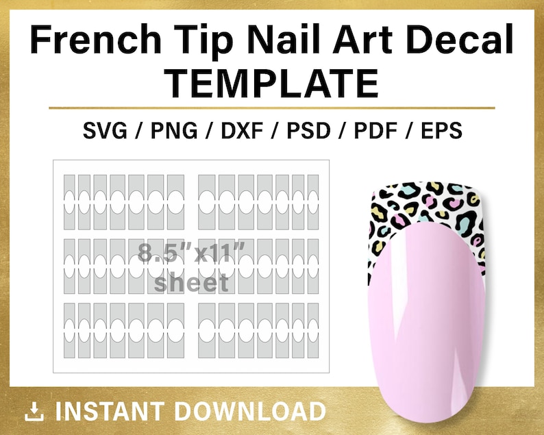 French Tip Nail BLANK Template Nail Art Decal Custom Wrap | Etsy