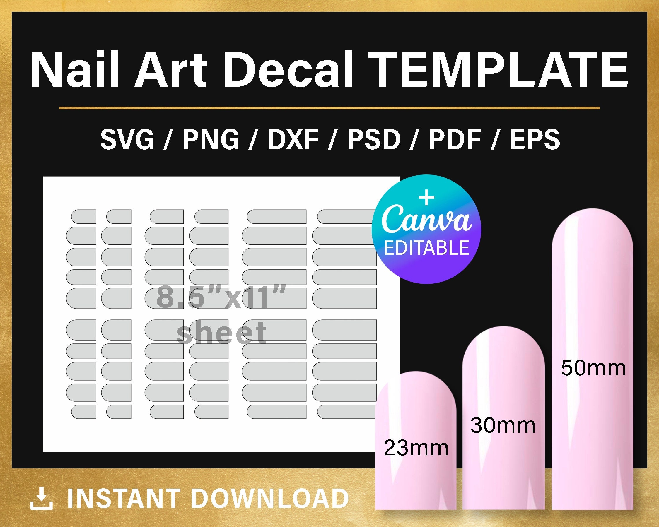 Round Nail BLANK Template 3 Sizes Nail Art Decal Custom - Etsy Denmark